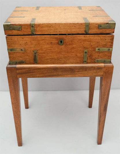 19th C. Walnut Campaign Desk with Stand