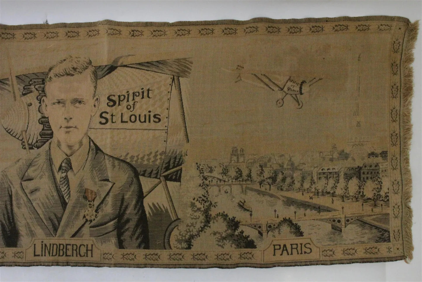 Rare 1927 Charles Lindbergh Tapestry