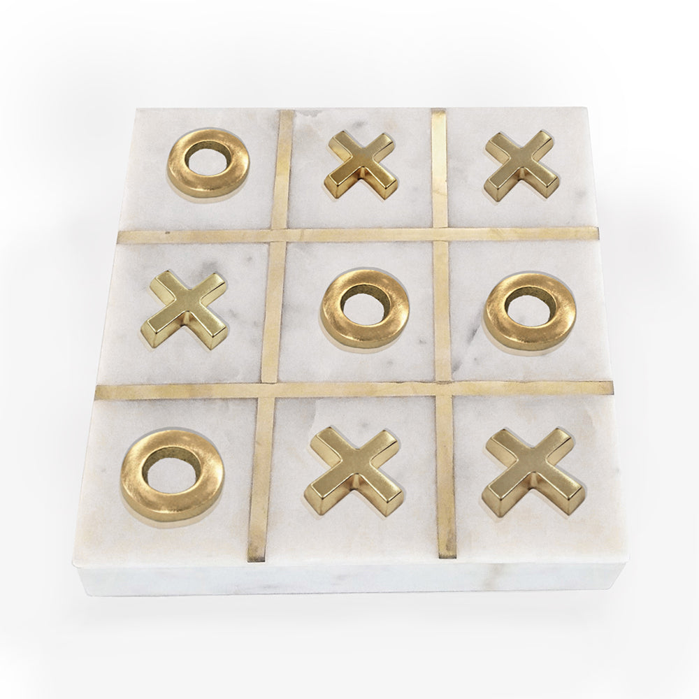 White Marble Tic-Tac-Toe Box