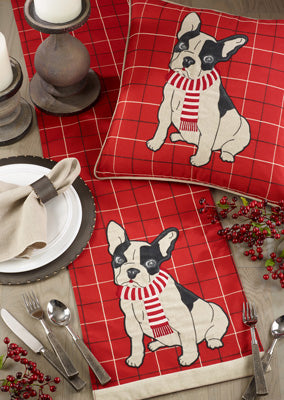 Plaid French Bull Dog Runner - 13"x72"