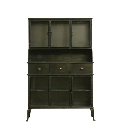 Metal Cabinet with Glass Doors