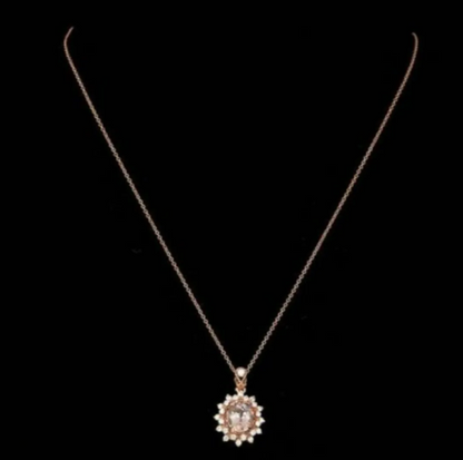 Morganite & Diamond Necklace 3.8 ct.