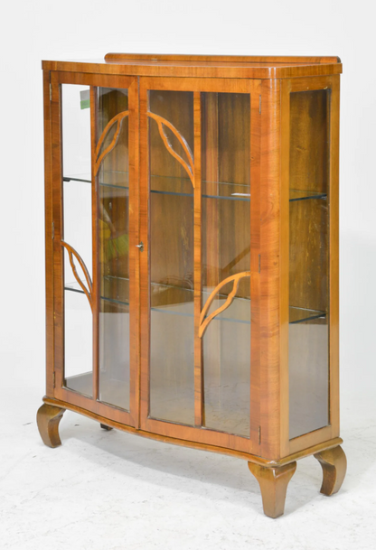 British Walnut Curio / Display Cabinet