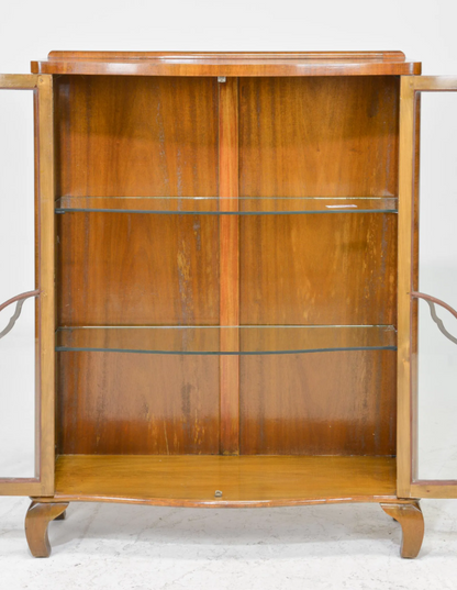 British Walnut Curio / Display Cabinet