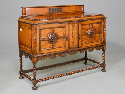 Carved Oak Barley Twist Sideboard