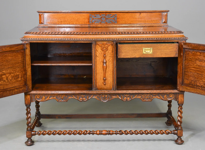 Carved Oak Barley Twist Sideboard