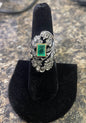 Gold, Emerald & Diamond Ancient Ring Size 6.5