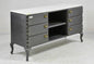 Industrial White Marble Top 6 Drawer Sideboard