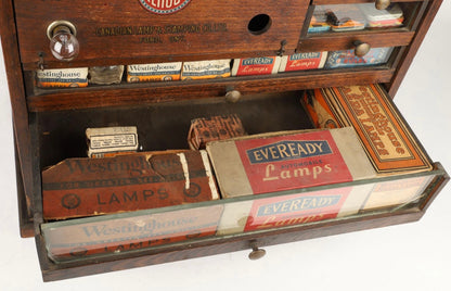 1930s Clasco Automobile Headlight Bulb Cabinet