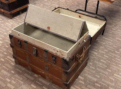 Antique Oak-Banded Traveling Trunk