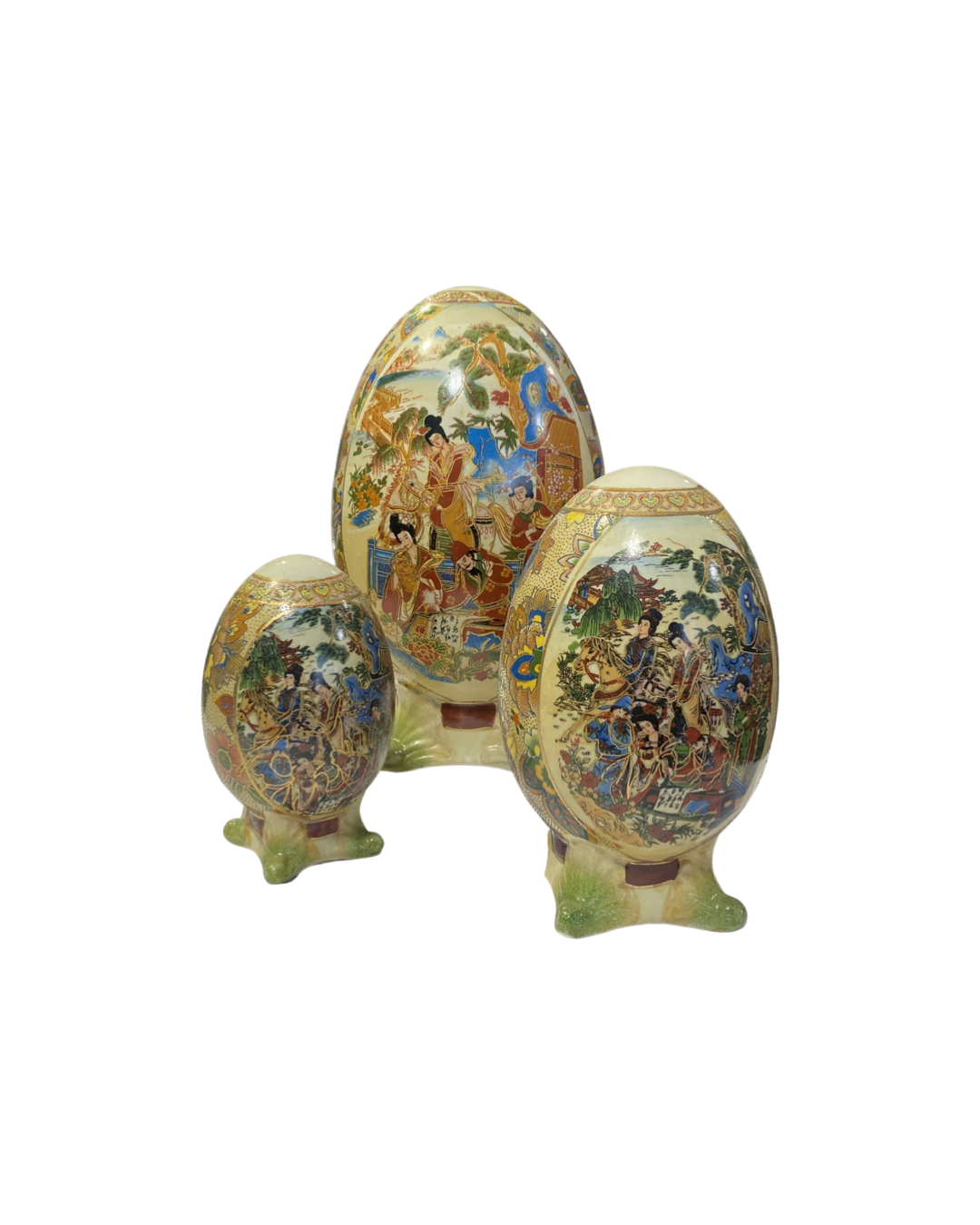 Set of 3 Asian Eggs, Painted