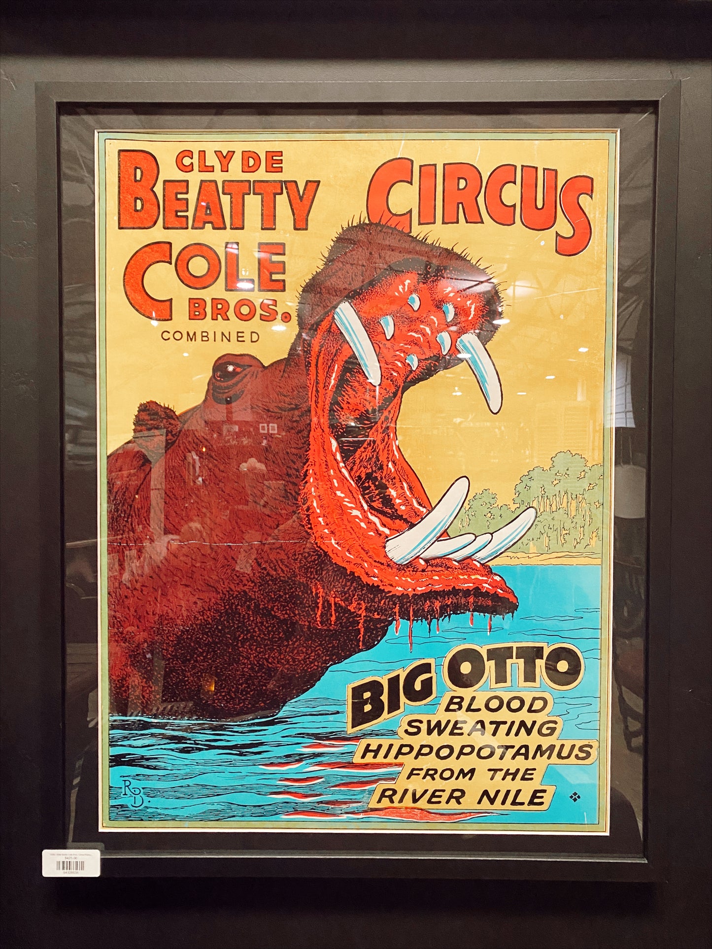 1930s Clyde Beatty Cole Bros. Circus Framed Poster