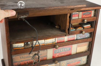 1930s Clasco Automobile Headlight Bulb Cabinet