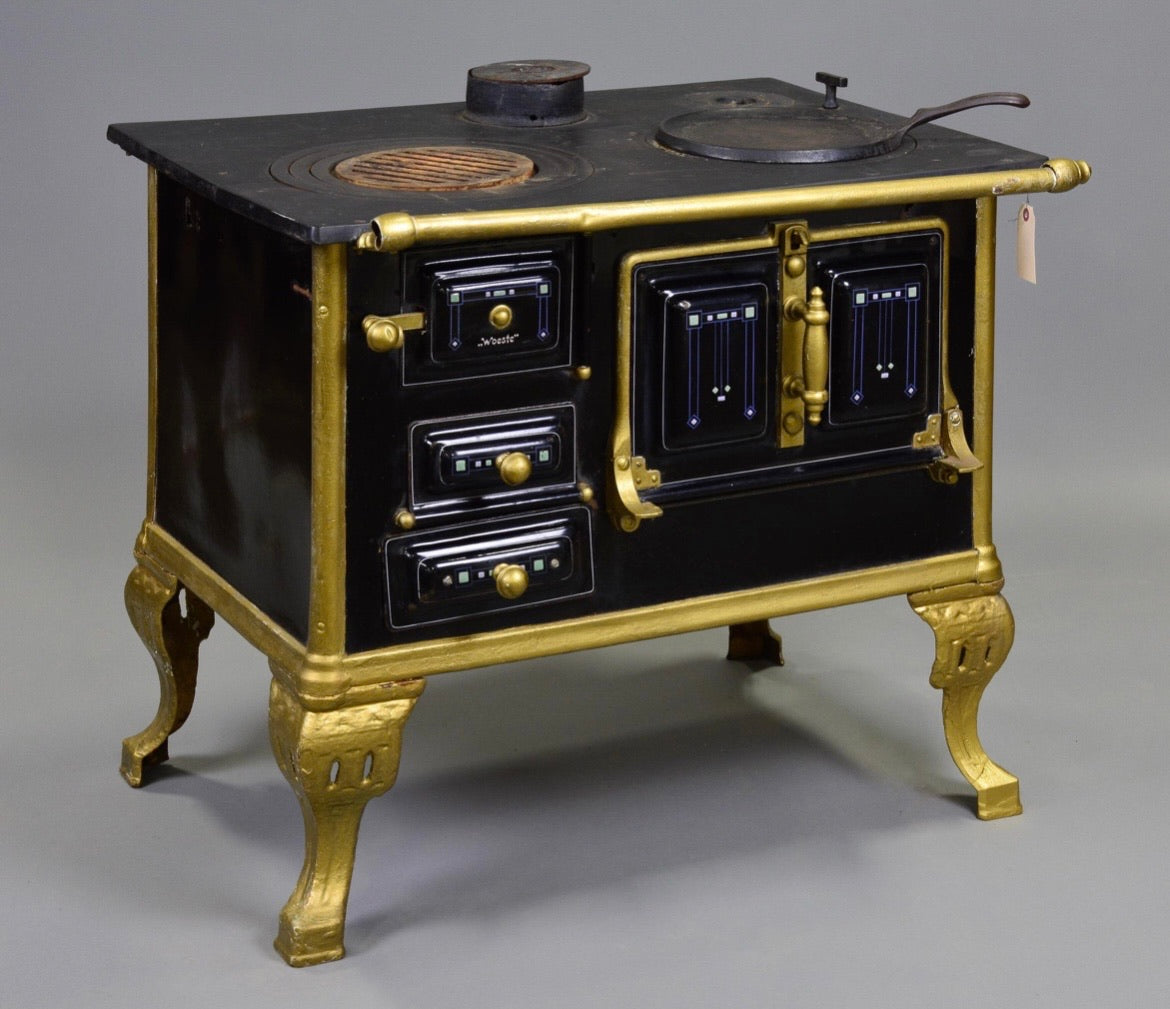 Vintage Black & Gold Cast Iron Stove