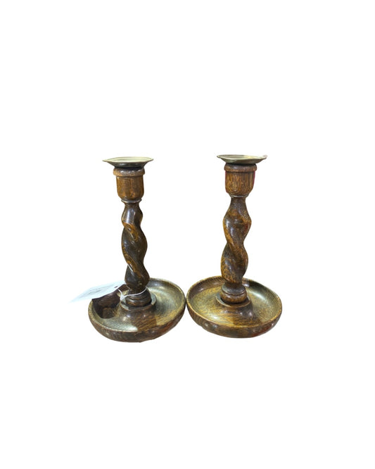 Pair of Barley Twist Candle Sticks