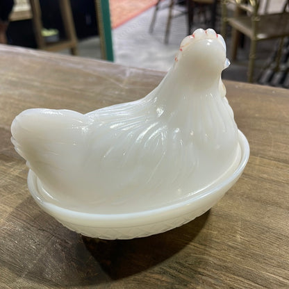 Vintage Hen Milk Glass