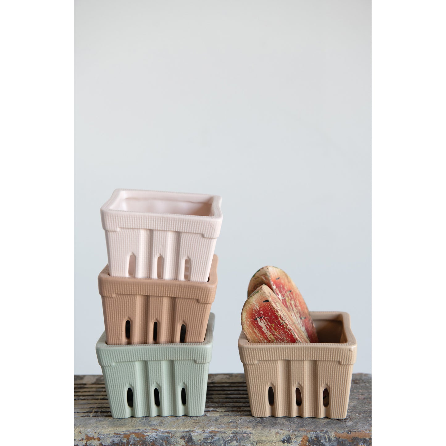 Textured Stoneware Berry Baskets